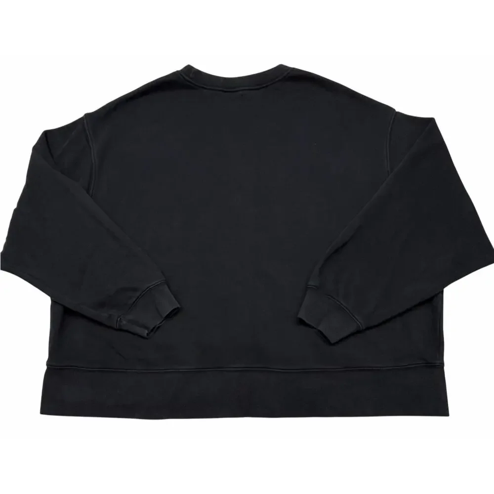 Nike Women’s 2X Black Crewneck Sweatshirt White Swoosh Oversized Pullover